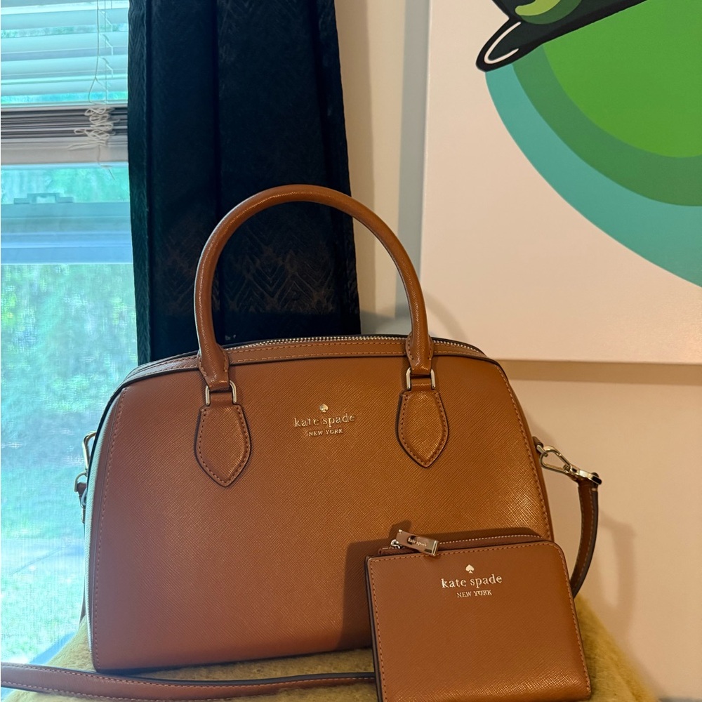 Kate Spade Brown Leather Satchel with Gold Hardware